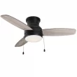 Home Decorators Collection 59245 Ashby Park 44 in. White Color Changing Integrated LED Matte Black Ceiling Fan with Light Kit and 3 Reversible Blades