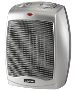 Lasko 1500W Electric Ceramic Space Heater with Adjustable Thermostat, 754200, Silver