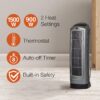 Lasko Oscillating Digital Ceramic Tower Heater for Home with Adjustable Thermostat, Timer and Remote Control, 23 Inches, 1500W, Silver, 755320