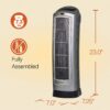 Lasko Oscillating Digital Ceramic Tower Heater for Home with Adjustable Thermostat, Timer and Remote Control, 23 Inches, 1500W, Silver, 755320