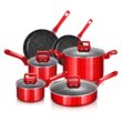 LovoIn 10-Piece Nonstick Cookware Set Aluminum - Red