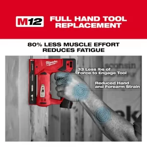 Milwaukee 2447-20-2447-20-48-11-2460 M12 12V Lithium-Ion Cordless 3/8 in. Crown Stapler with M12 3/8 in. Crown Stapler and 6.0 Ah XC Battery Pack
