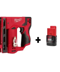 Milwaukee 2447-20-48-11-2420 M12 12-Volt Lithium-Ion Cordless 3/8 in. Crown Stapler with M12 2.0Ah Battery
