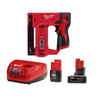 Milwaukee 2447-20-48-59-2424 M12 12-Volt Lithium-Ion Cordless 3/8 in. Crown Stapler with One 4.0 Ah and One 2.0 Ah Battery Pack and Charger