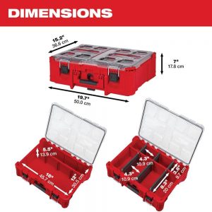Milwaukee 48-22-8432 PACKOUT 20 in. Deep Organizer with 6 Compartments and Quick Adjust Dividers