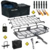 Mockins MACCBNS27 500 lbs. Capacity Hitch Mount Cargo Carrier Set with Folding Shank and 2 in. Raise, Cargo Bag, Net and Ratchet Straps