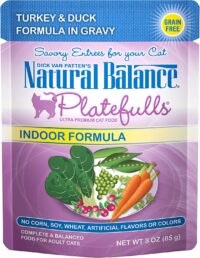Natural Balance Platefulls Indoor Formula Turkey & Duck Formula in Gravy Grain-Free Cat Food Pouches 3-oz pouch case of 24