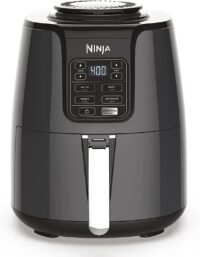 Ninja AF101 Air Fryer that Crisps, Roasts, Reheats, & Dehydrates, for Quick, Easy Meals, 4 Quart Capacity, & High Gloss Finish, Black/Grey