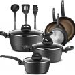 NutriChef NCCW12S 12-Piece Nonstick Kitchen Cookware Set - Professional Hard Anodized Home Kitchen Ware Pots and Pan Set