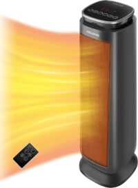 PELONIS PTH15A4BGB Ceramic Tower 1500W Indoor Space Heater with Oscillation, Remote Control,Grey