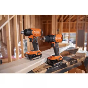 RIDGID R9272-AR2038 18V Cordless 2-Tool Combo Kit with Batteries, Charger, Bag and Impact Rated Driving Kit (40-Piece)