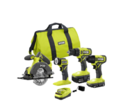 RYOBI PCL1400K2 ONE+ 18V Cordless 4-Tool Combo Kit with 1.5 Ah Battery, 4.0 Ah Battery, and Charger