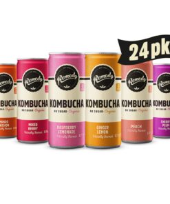 Remedy Kombucha Tea Organic Drink - Sugar Free, Keto, Vegan & Gluten Free - Sparkling Live Cultured, Long-Age Brewed Beverage - 6 Flavor Variety Pack - 8.5 Fl Oz Can, 24-Pack