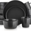 Stone Lain Coupe Dinnerware Set, Service For 4, Black Matte, Matte BlackStone Lain Coupe Dinnerware Set, Service For 4, Black Matte, Matte Black