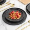 Stone Lain Coupe Dinnerware Set, Service For 4, Black Matte, Matte Black