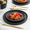 Stone Lain Coupe Dinnerware Set, Service For 4, Black Matte, Matte Black