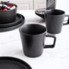 Stone Lain Coupe Dinnerware Set, Service For 4, Black Matte, Matte Black