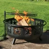 Sunnydaze Decor KF-ASFP-BLK 36 in. W x 22.5 in. H Round Steel Wood Burning Fire Pit with Cooking Grate and Spark Screen Sunnydaze Decor KF-ASFP-BLK 36 in. W x 22.5 in. H Round Steel Wood Burning Fire Pit with Cooking Grate and Spark Screen