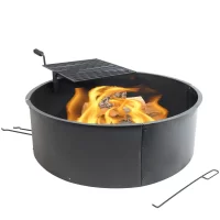 Sunnydaze Decor KF-SCFR36 36 in. Round Steel Wood Burning Fire Pit Kit with Rotating Cooking Grate