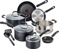 T-fal Professional Nonstick Dishwasher Safe Cookware Set, 12-Piece, Black