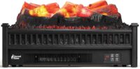 TURBRO Eternal Flame EF23-LG Electric Fireplace Logs, 23" Remote Control Fireplace Insert Log Heater, Realistic Lemonwood Ember Bed, Thermostat, Timer, 1400W Black