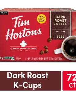 Tim Hortons Dark Roast K-Cup Coffee Pods for Keurig Brewers Recyclable 72 Ct