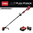 Toro 51831 60V Max Lithium-Ion Brushless Cordless 15 in. / 13 in. String Trimmer - 2.0 Ah Battery and Charger Included