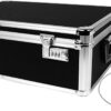 Vaultz Storage Lock Box - 6.5 x 23 x 13.5 Inch Lockable Dorm Storage Trunk with Combination Lock - Briefcase, Medicine Box, Lock Boxes for Personal Items, Cash, Laptop - Black/Silver