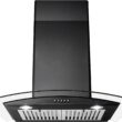 AKDY 30 in. Convertible Wall Mount Range Hood in Black Painted Stainless Steel with Tempered Glass and Push Button Control