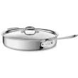 All-Clad 4406 Stainless Steel 3-Ply Bonded Dishwasher Safe Saute Pan with Lid Cookware, 6-Quart, Silver