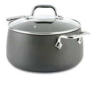 Circulon Radiance 10 qt. Hard-Anodized Aluminum Nonstick Stock Pot in Gray with Glass Lid