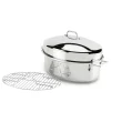 All-Clad E7879664 Stainless Steel Dishwasher Safe Oven Safe Covered Oval Roaster Cookware, 20-lbs, Silver