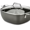 All-Clad H911S274 Essentials Nonstick Hard Anodized Simmer & Stew Square Pan with Trivet, 5 quart, Black