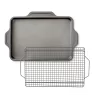 All-Clad J257S264 Pro-Release bakeware sheet with rack, 17 In x 11.5 In x 1 In, Grey