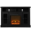 Ameriwood Home 1764296COM 47.24-in W Black Oak TV Stand with Fan-forced Electric Fireplace