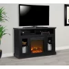 Ameriwood Home 1764296COM 47.24-in W Black Oak TV Stand with Fan-forced Electric Fireplace