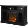 Ameriwood Home 1764296COM 47.24-in W Black Oak TV Stand with Fan-forced Electric Fireplace