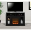 Ameriwood Home 1764296COM 47.24-in W Black Oak TV Stand with Fan-forced Electric Fireplace