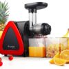Aobosi Slow Masticating Juicer Machine, Cold Press juicer Extractor, Quiet Motor, Reverse Function, High Nutrient Fruit and Vegetable Juice with Juice Jug & Brush for Cleaning