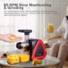 Aobosi Slow Masticating Juicer Machine, Cold Press juicer Extractor, Quiet Motor, Reverse Function, High Nutrient Fruit and Vegetable Juice with Juice Jug & Brush for Cleaning