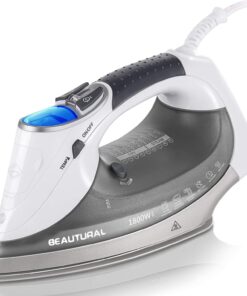 BEAUTURAL 1800-Watt Steam Iron with Digital LCD Screen, Double-Layer and Ceramic Coated Soleplate, 3-Way Auto-Off, 9 Preset Temperature and Steam Settings for Variable Fabric