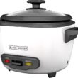 BLACK+DECKER RC516 16-Cup Cooked 8-Cup Uncooked Rice Cooker and Food Steamer, White