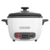 BLACK+DECKER RC516 16-Cup Cooked 8-Cup Uncooked Rice Cooker and Food Steamer, White