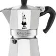 Bialetti Moka Express Iconic Stovetop Espresso Maker, Makes Real Italian Coffee, Moka Pot 3 Cups (4.3 Oz - 130 Ml), Aluminium, Silver