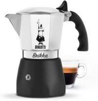 Bialetti - New Brikka, Moka Pot, the Only Stovetop Coffee Maker Capable of Producing a Crema-Rich Espresso, 2 Cups (3.38 Oz), Aluminum and Black