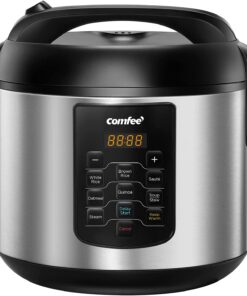 COMFEE' CRS5010BS Rice Cooker, 8-in-1 Stainless Steel Multi Cooker, Slow Cooker, Steamer, Saute, and Warmer, 5.2 QT, 20 Cups Cooked(10 Cups Uncooked), Brown Rice, Quinoa and Oatmeal, 8 One-Touch Programs