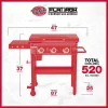 Char-Griller E8428 Flat Iron 3-Burner Outdoor Griddle Gas Grill with Lid in Black