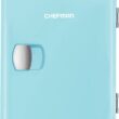 Chefman Mini Portable Blue Personal Fridge Cools Or Heats & Provides Compact Storage For Skincare