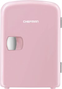 Chefman Mini Portable Pink Personal Fridge Cools Or Heats & Provides Compact Storage For Skincare