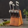 Chicago Cutlery Fusion 12 Piece Forged Premium Knife Block Set with Wooden Storage Block, Cushion-Grip Handles with Stainless Steel Blades, Kitchen Knife Set Chicago Cutlery Fusion 12 Piece Forged Premium Knife Block Set with Wooden Storage Block, Cushion-Grip Handles with Stainless Steel Blades, Kitchen Knife Set